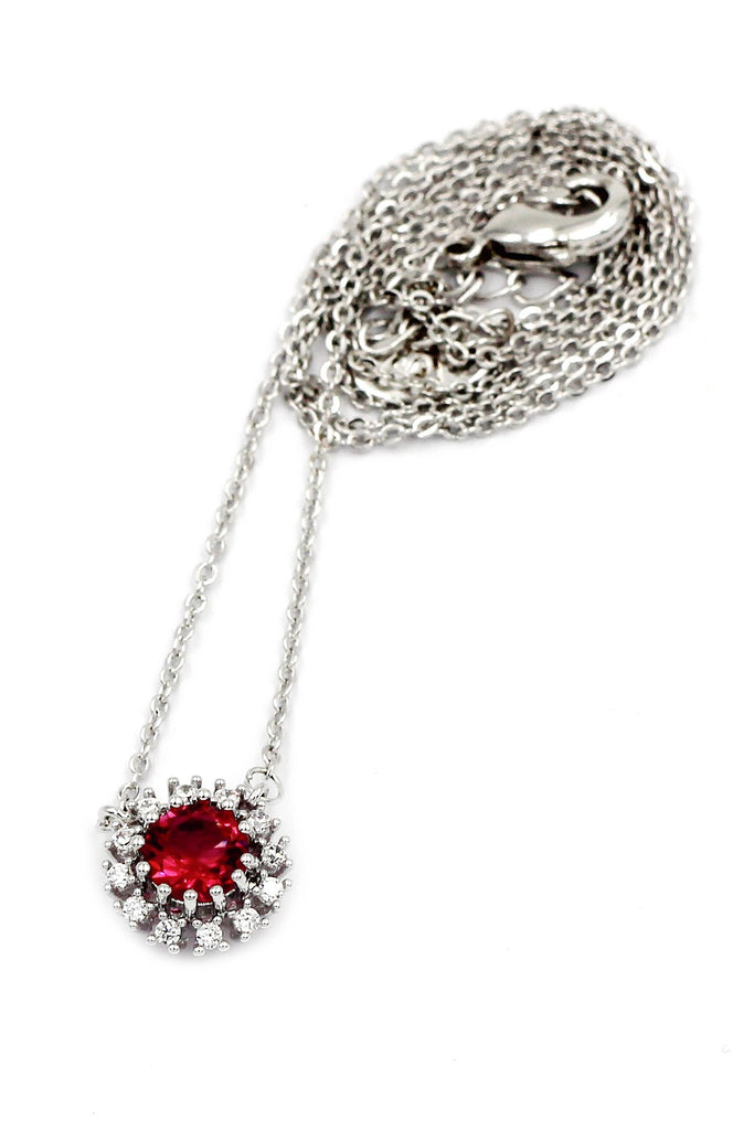 red small crystal open ring necklace set