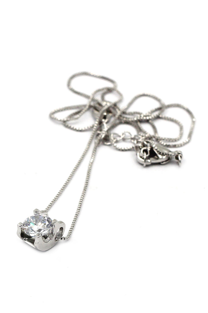 single crystal silver necklace