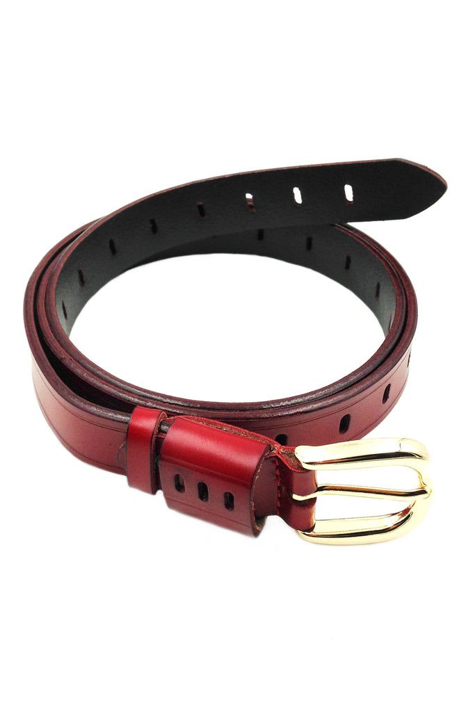 Traditional gold buckle leather belt