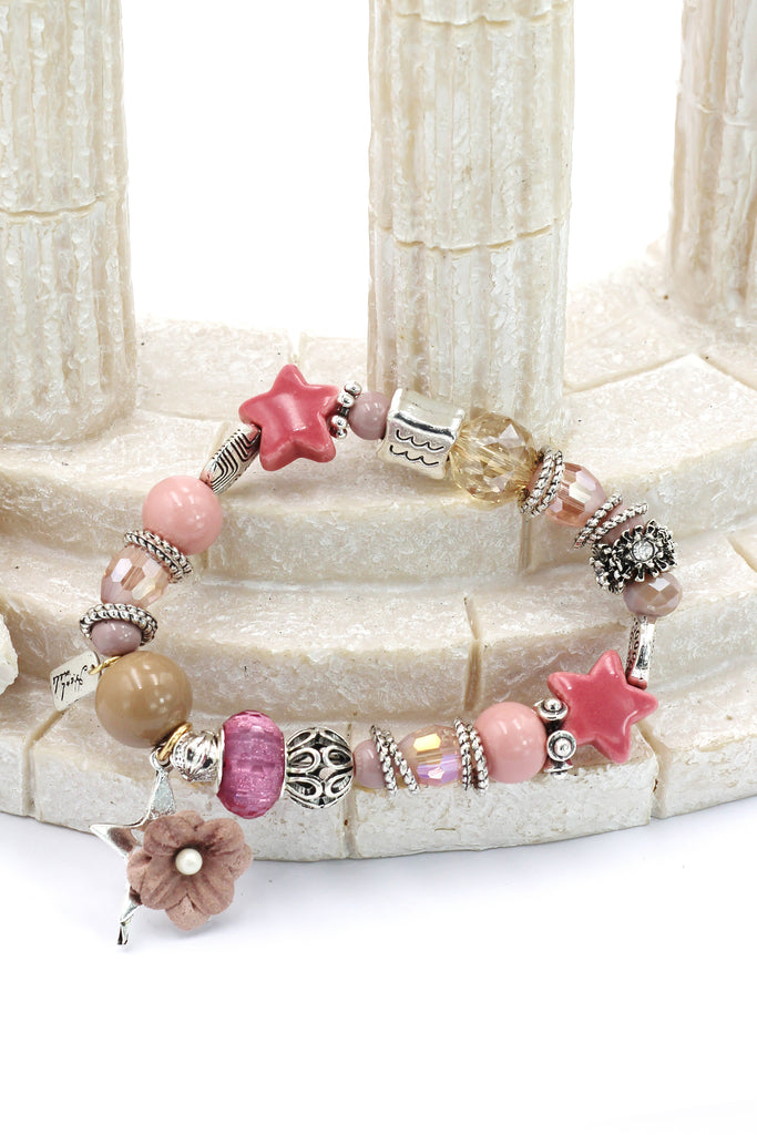 colorful bead flower star bracelet