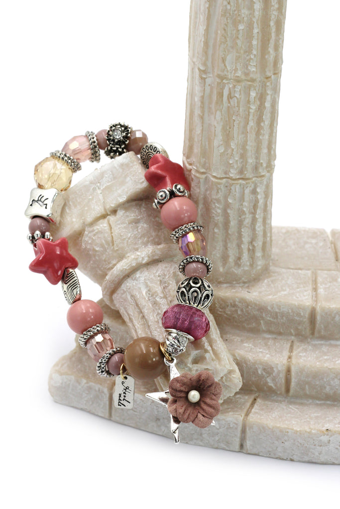 colorful bead flower star bracelet