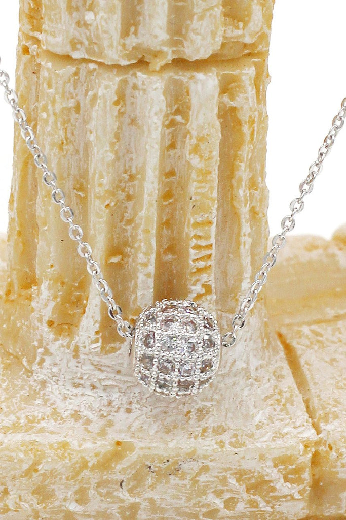 silver ball crystal necklace earrings set