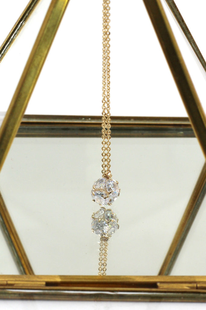mini crystal ball necklace earrings set