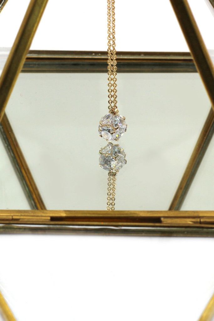 mini crystal ball necklace earrings set
