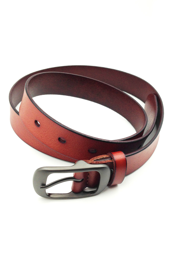 single red leather gray buckle belt