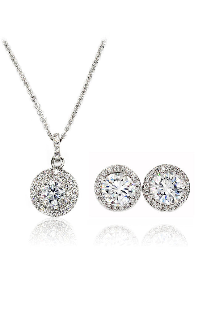 fashion pendant crystal earrings necklace set