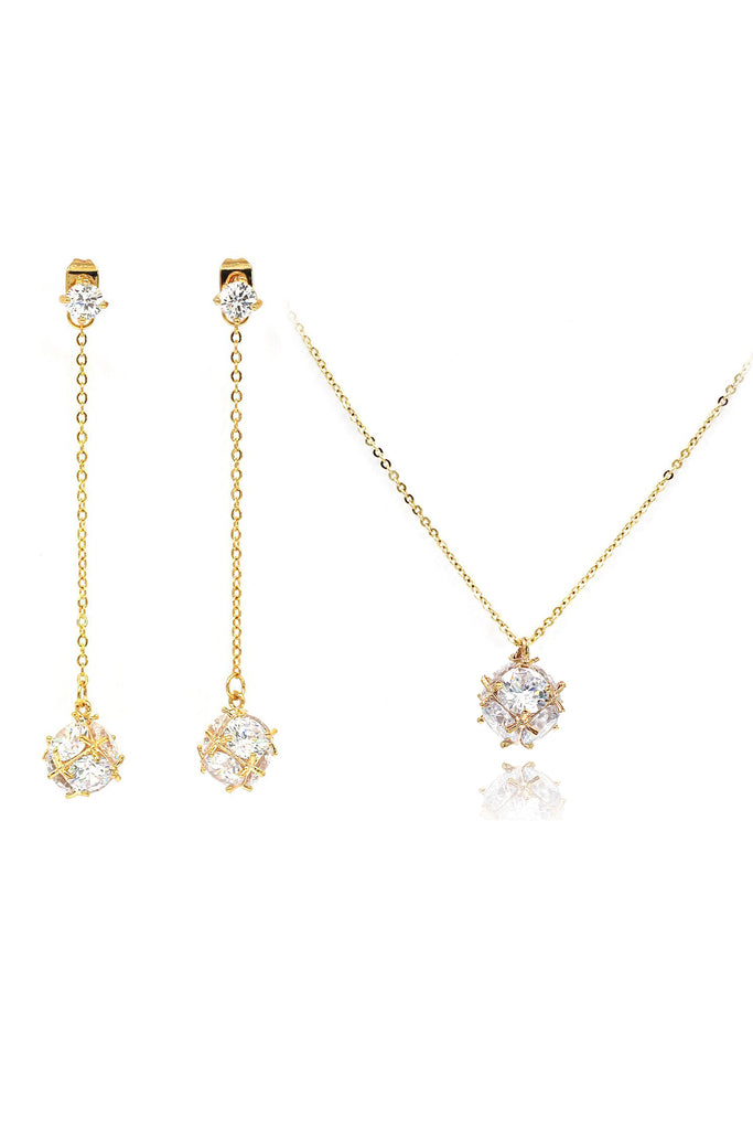 crystal ball necklace earrings set
