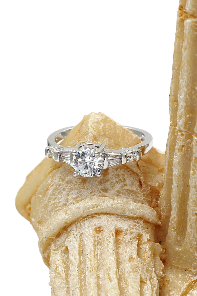 four prong set crystal ring earrings set