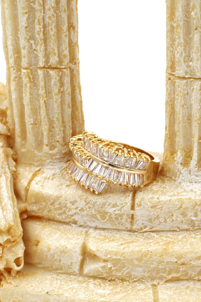 shimmering gold crystal Ring necklace set