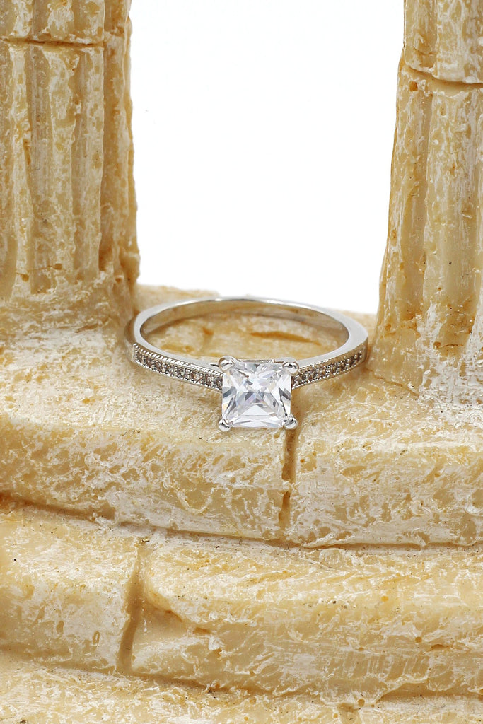 square crystal earrings ring set