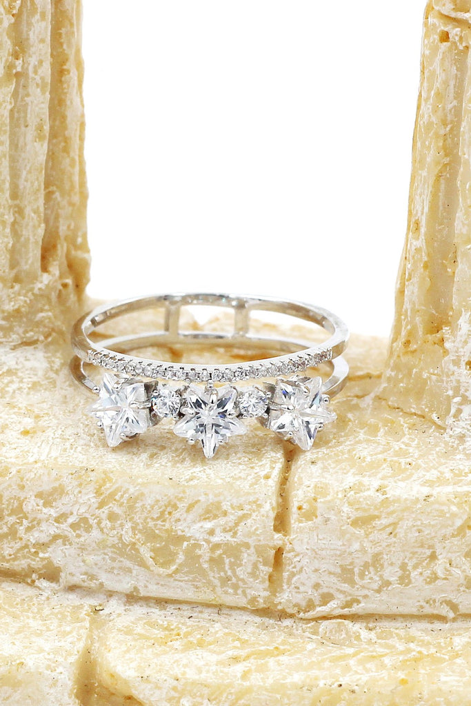star crystal ring earring set