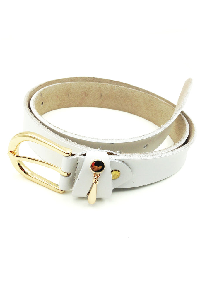 simple pendant gold buckle leather belt