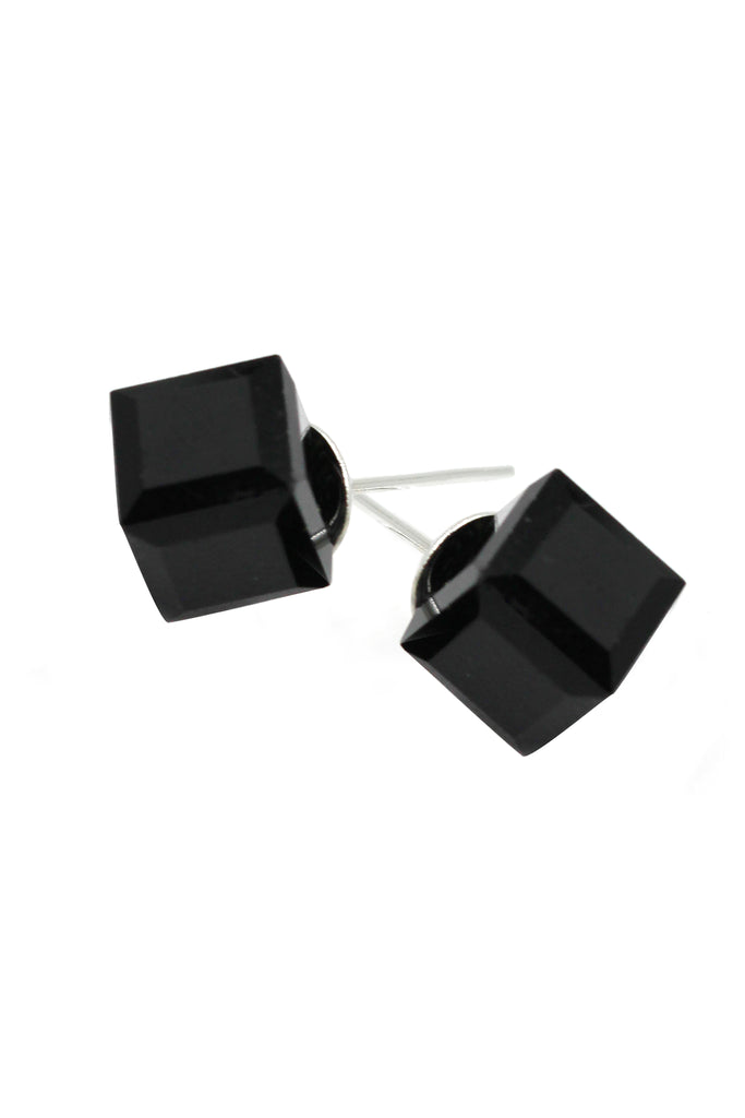 square crystal stud earrings