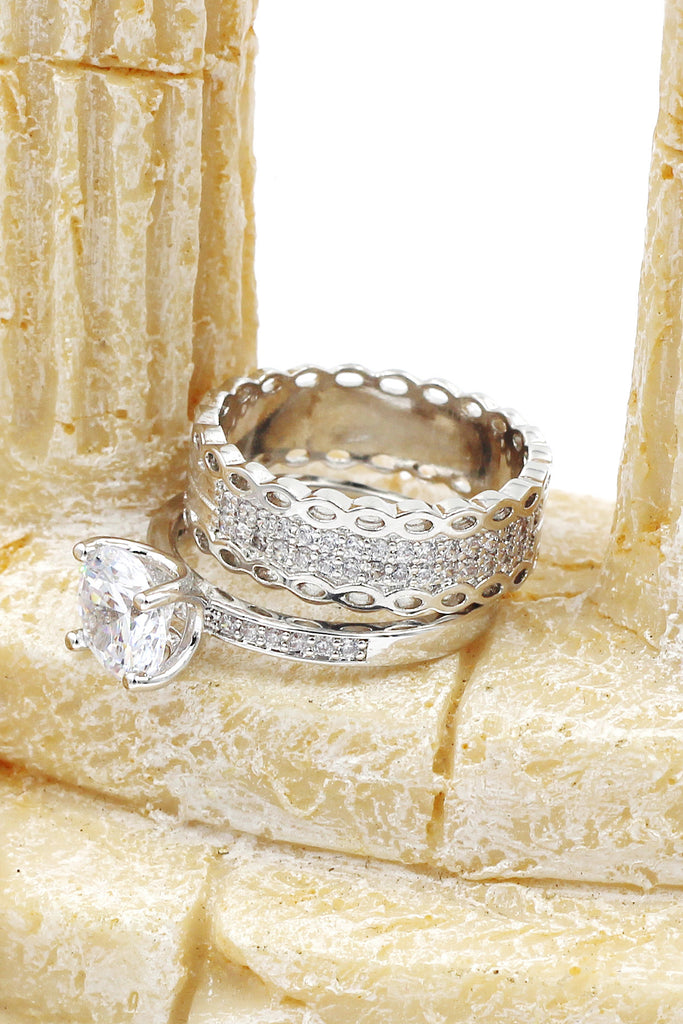 fashion triple silver ring
