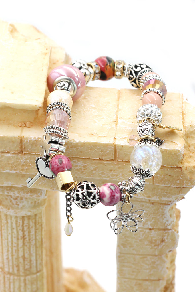 colorful bead flower bracelet