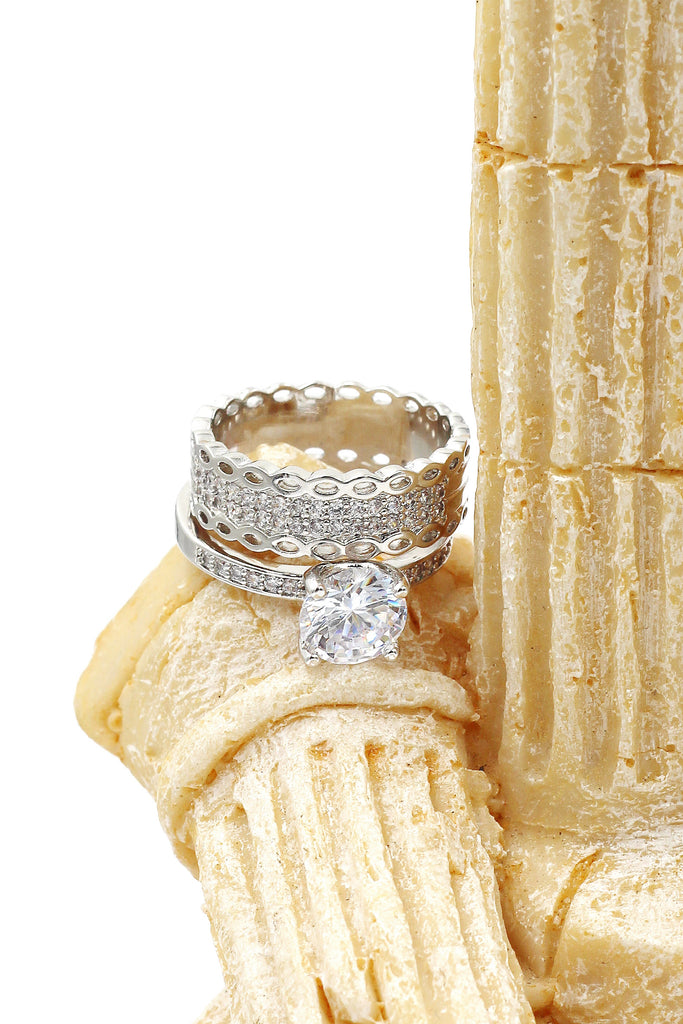 fashion triple silver ring