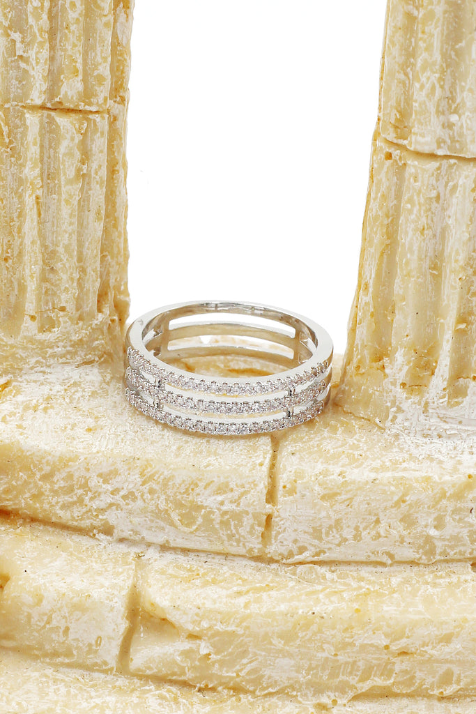 fashion three-tiered crystal ring