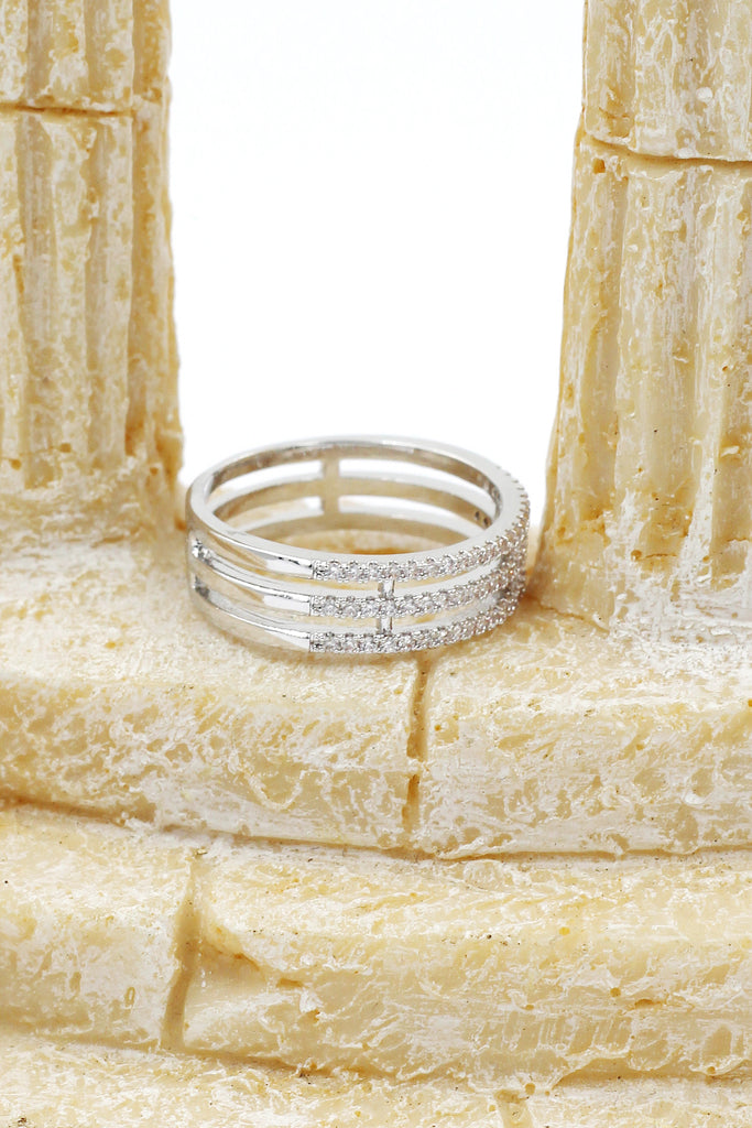 fashion three-tiered crystal ring