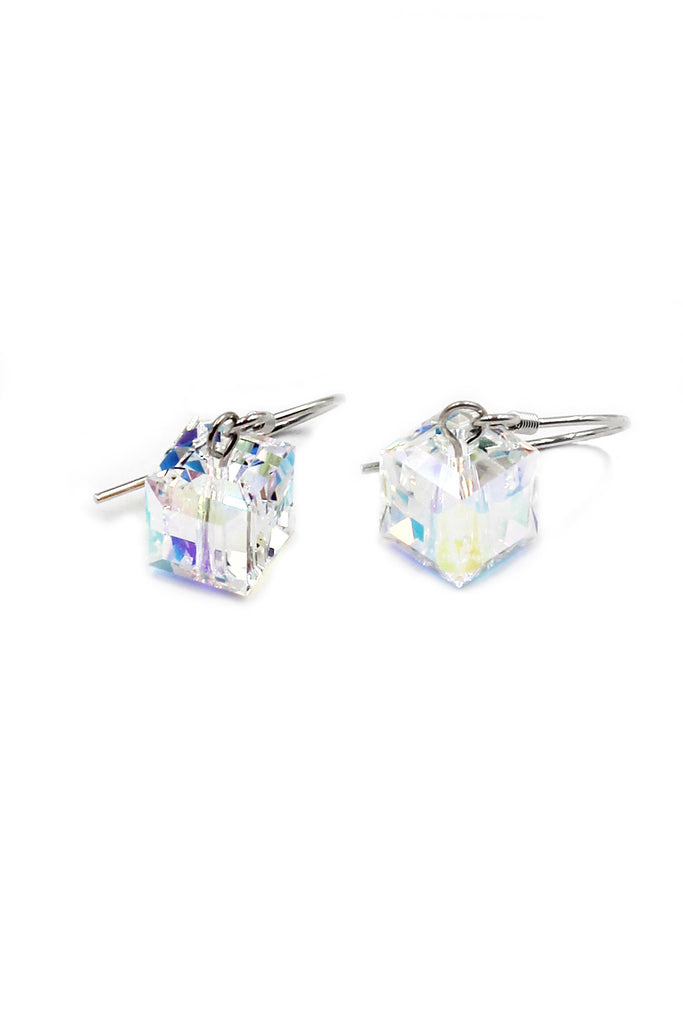 simple square crystal necklace hook earring set