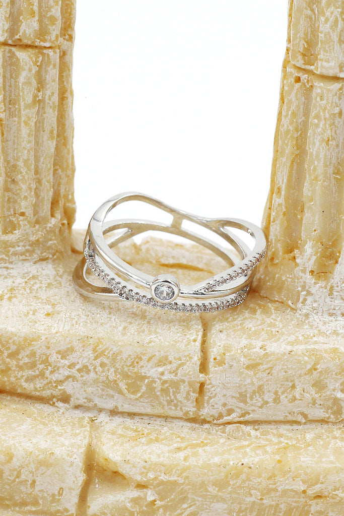 silver irregular crystal ring