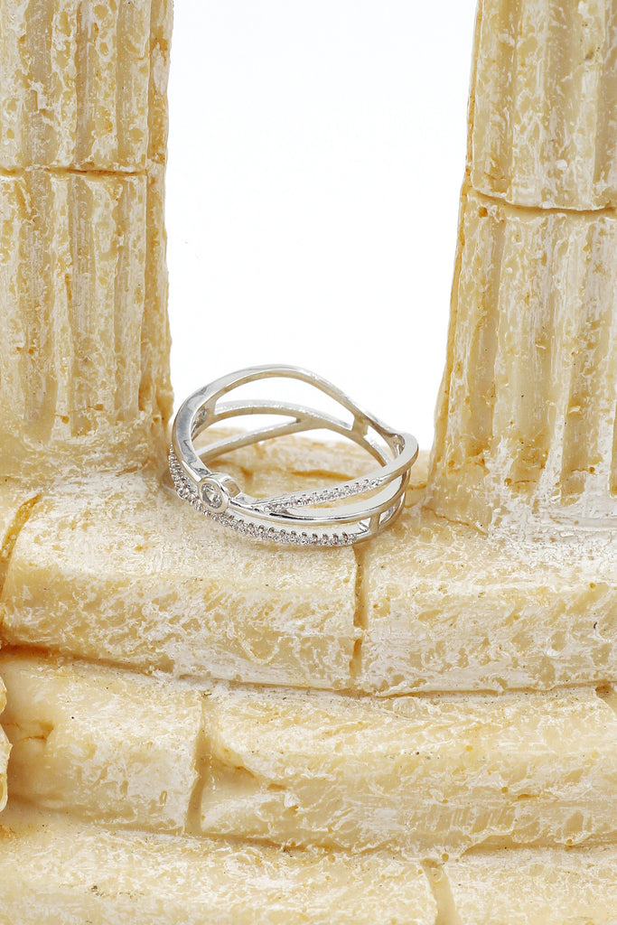 silver irregular crystal ring