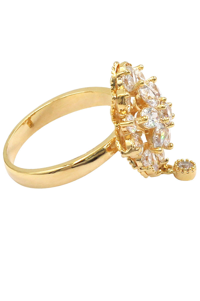 bonzer crystal flower small pendant ring