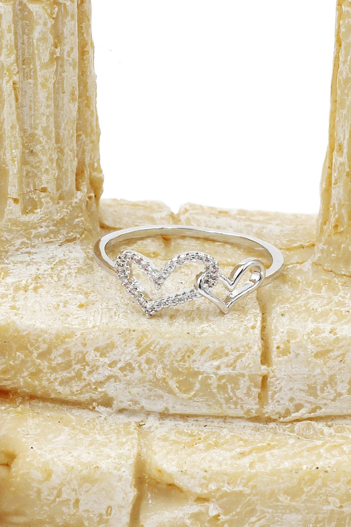 elegant heart necklace ring set