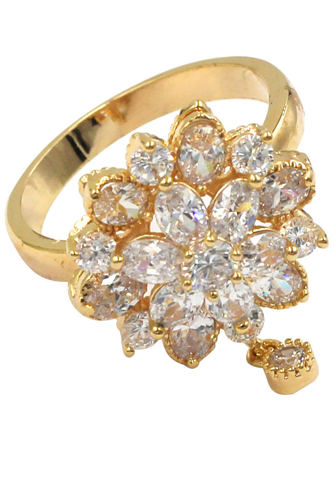 bonzer crystal flower small pendant ring