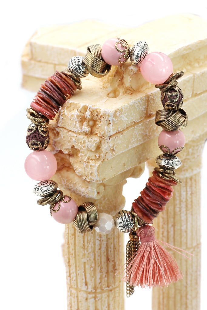 colorful bead line tassel bracelet