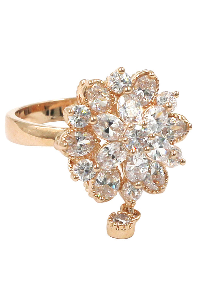 bonzer crystal flower small pendant ring