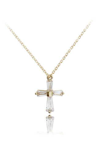 elegant square crystal pendant gold necklace
