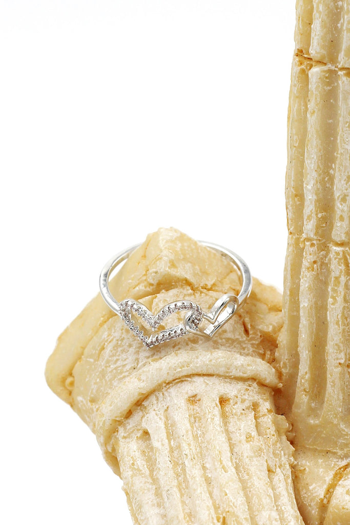elegant heart necklace ring set