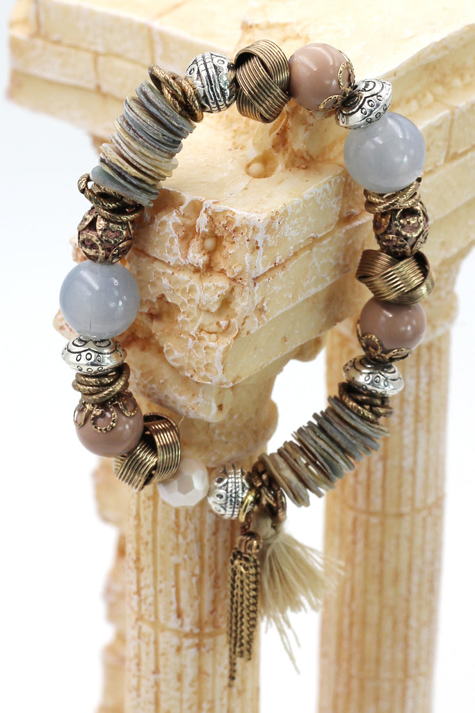 colorful bead line tassel bracelet