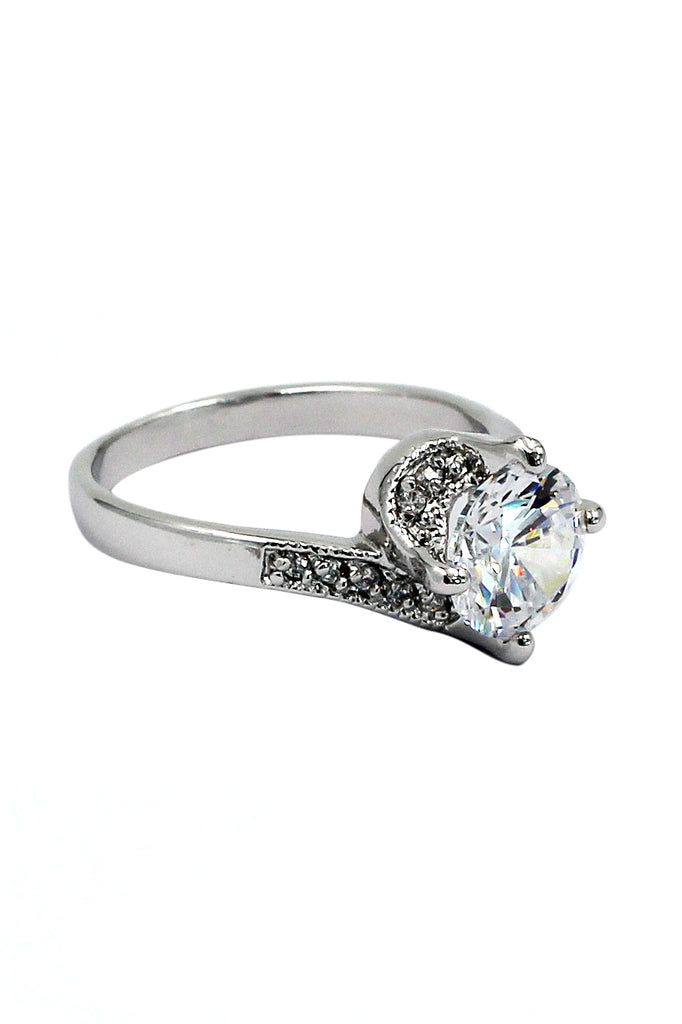 four grabbed twisted arm crystal ring