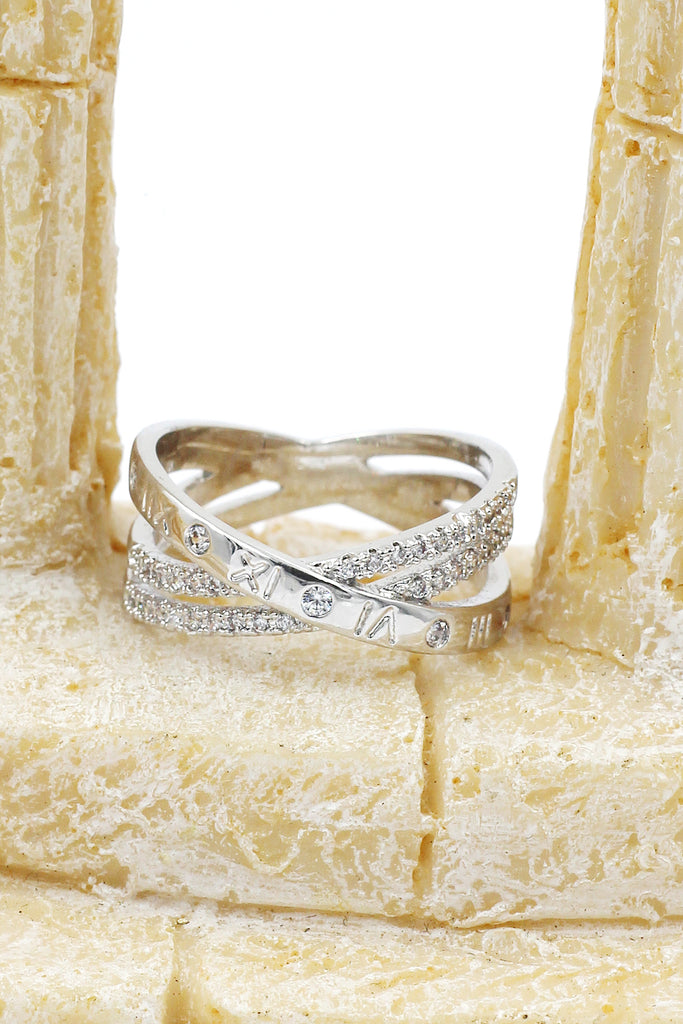 fashion cross double crystal ring