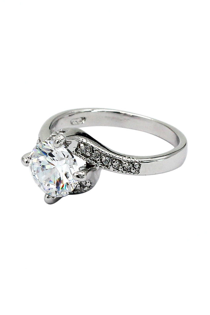 four grabbed twisted arm crystal ring