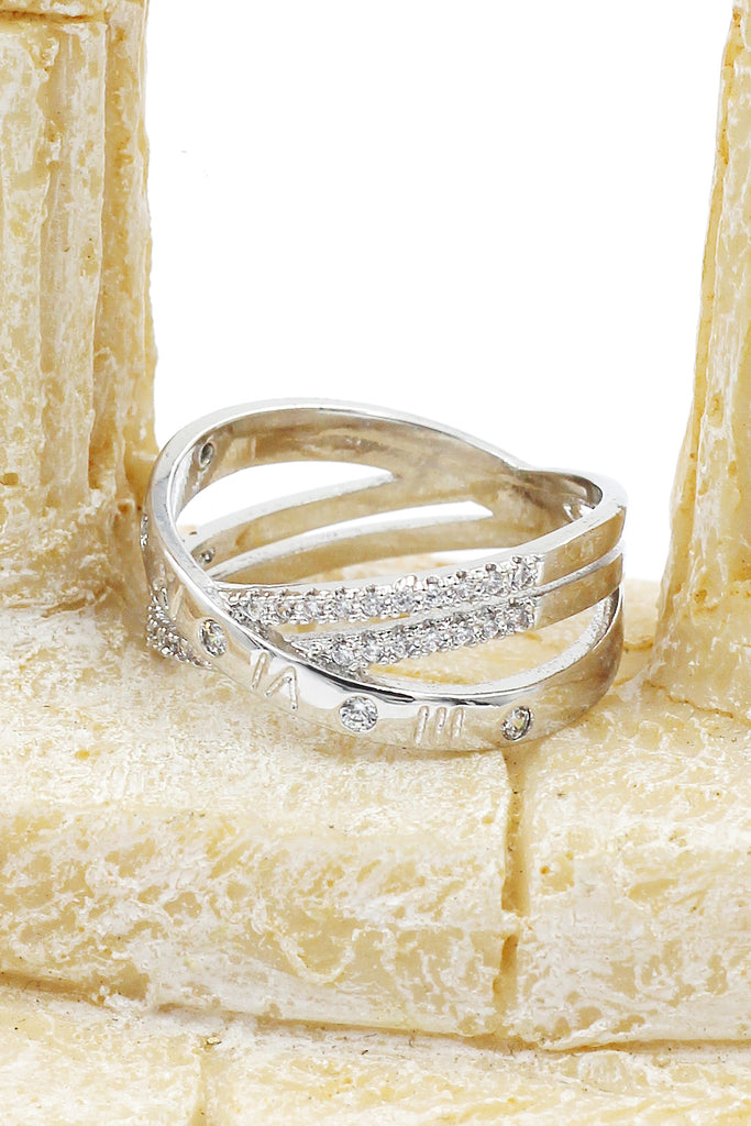 fashion cross double crystal ring