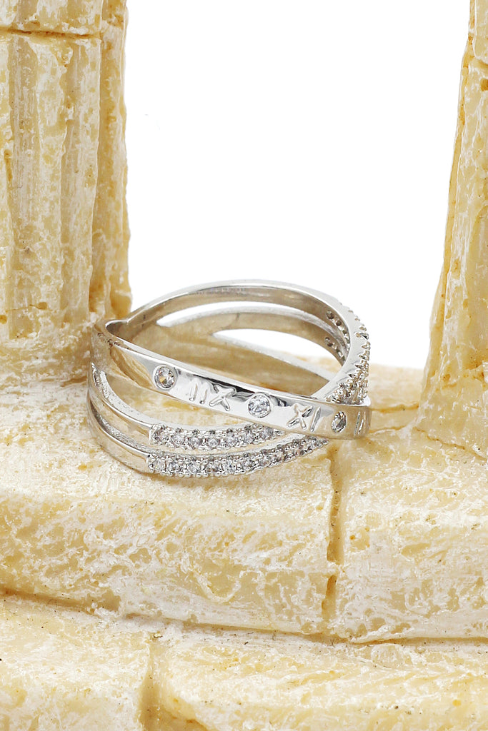 fashion cross double crystal ring