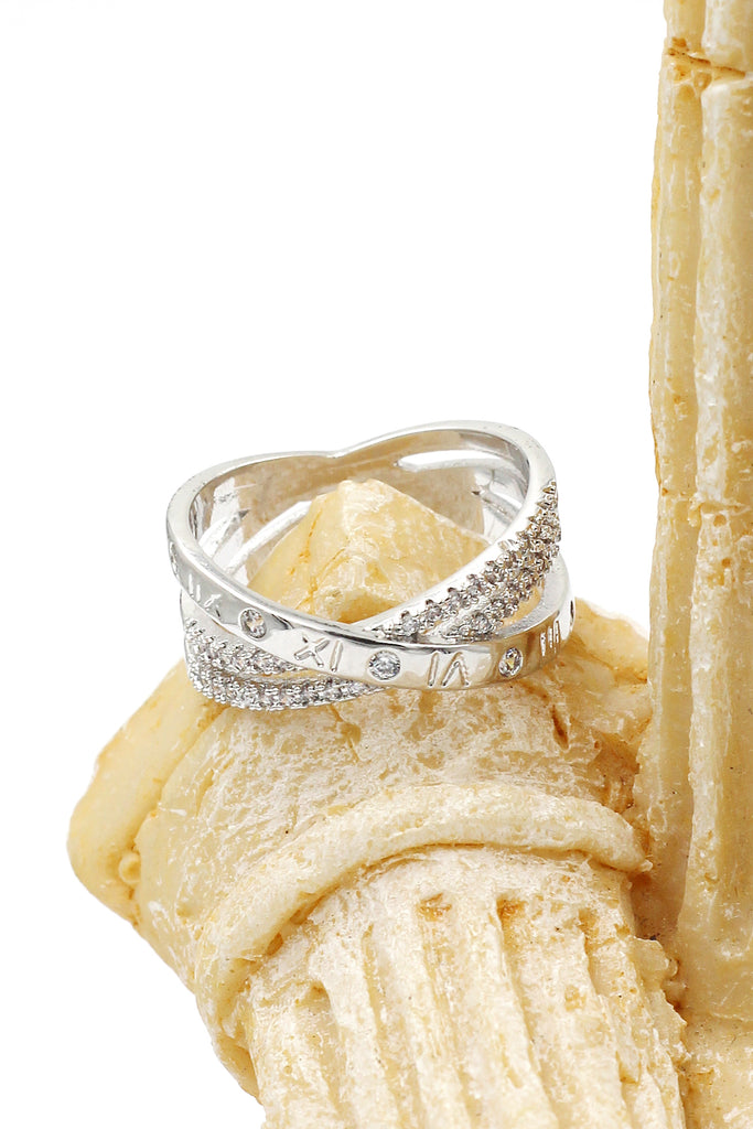 fashion cross double crystal ring