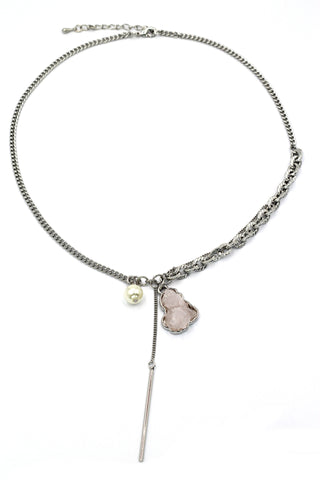 silver crystal flower necklace
