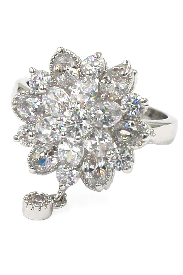 bonzer crystal flower small pendant ring