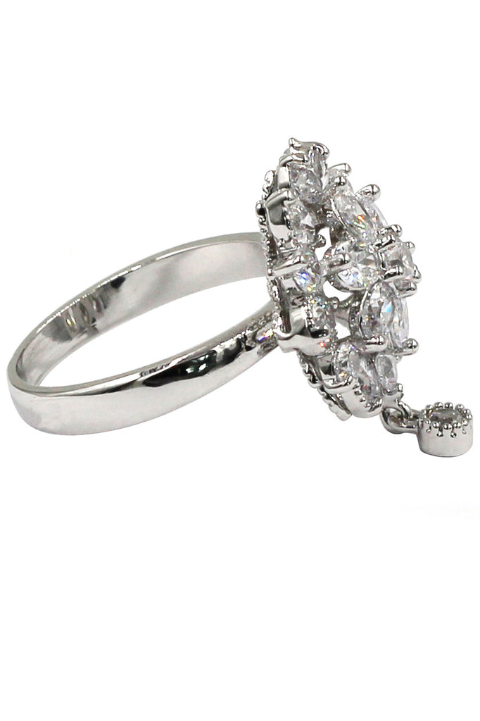 bonzer crystal flower small pendant ring