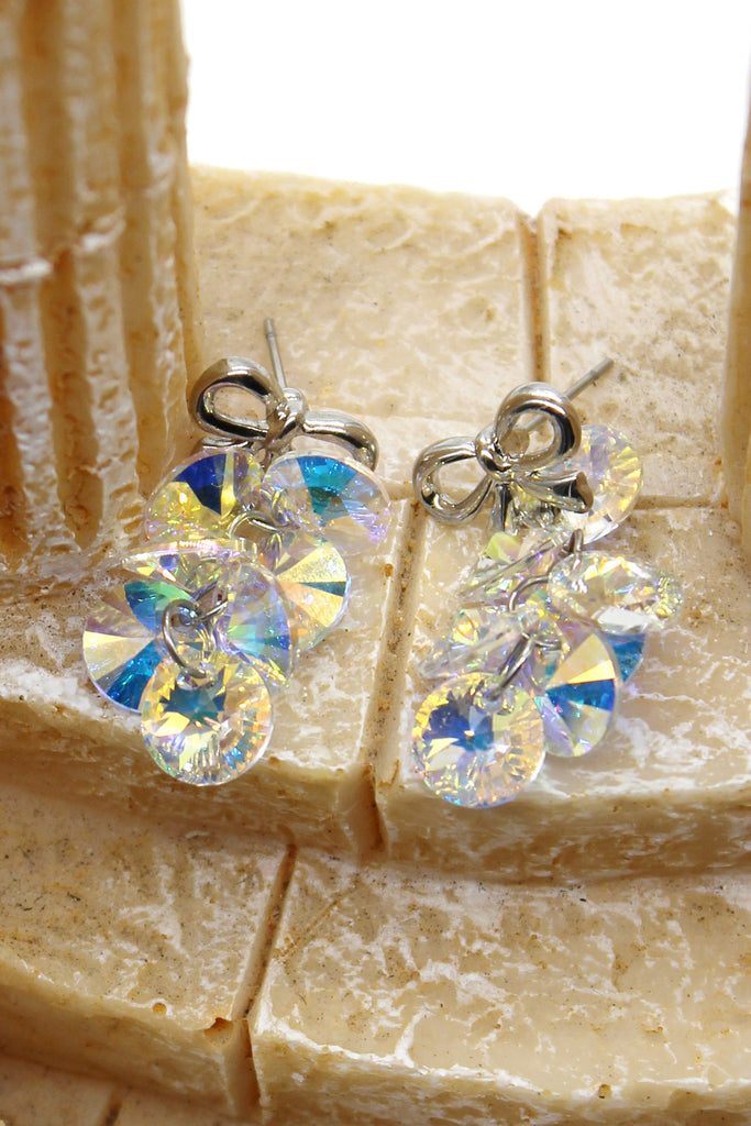 lovely bow swarovski crystal earrings
