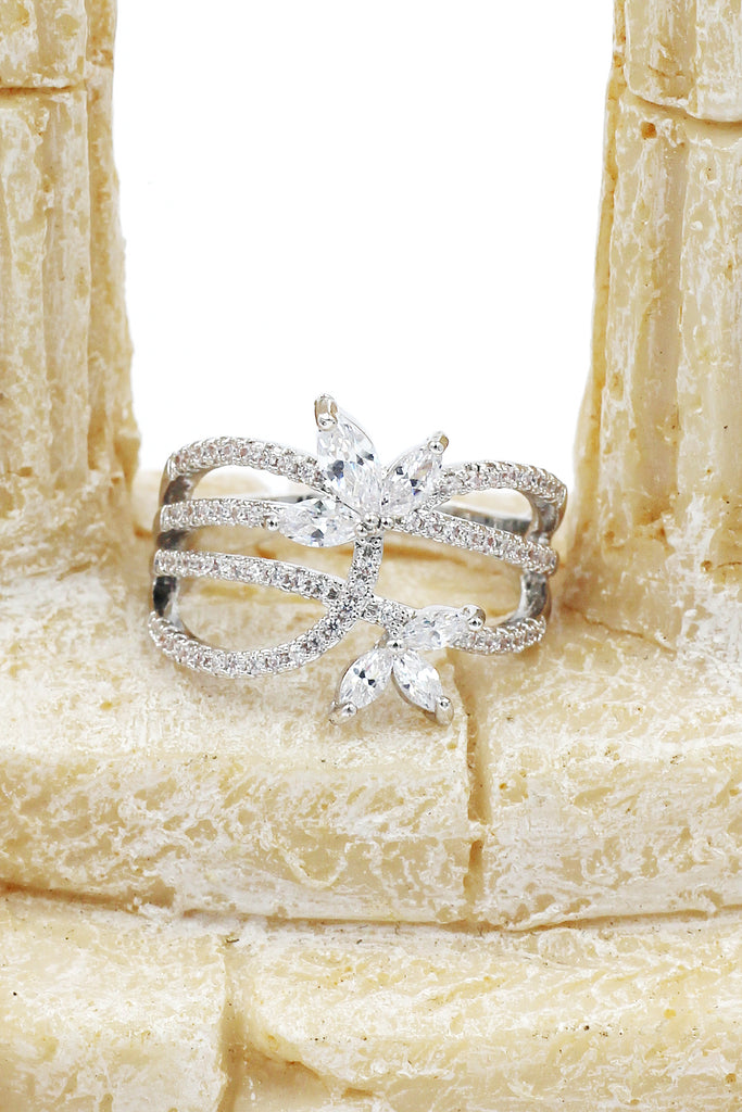fashion elegant silver crystal ring