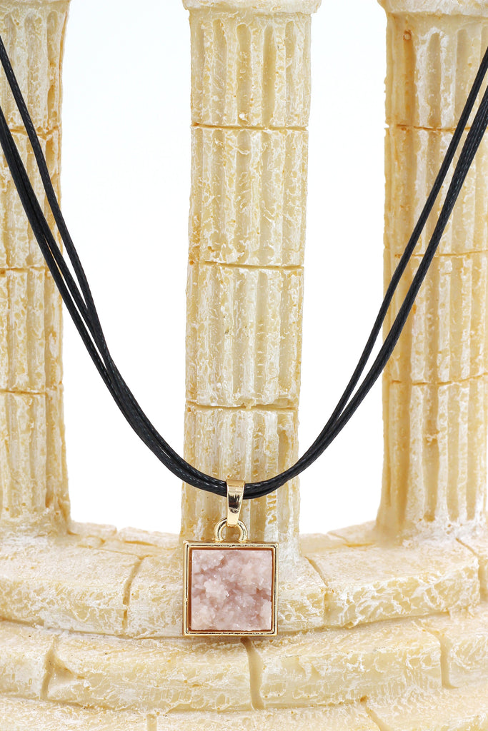pink square earring necklace set