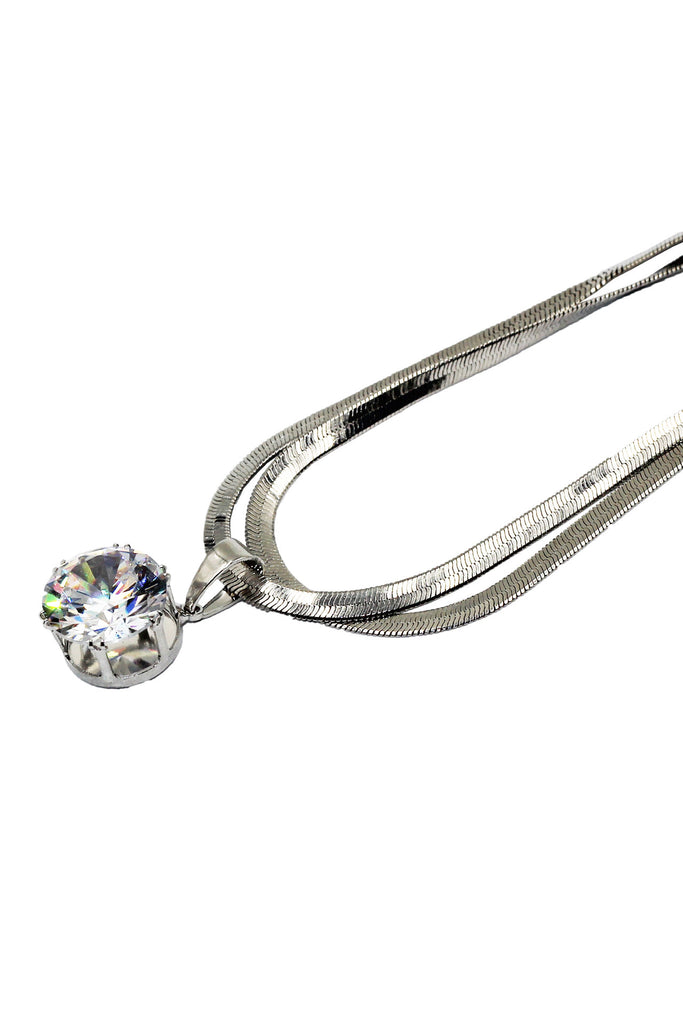 simple duplexes crystal necklace earrings set