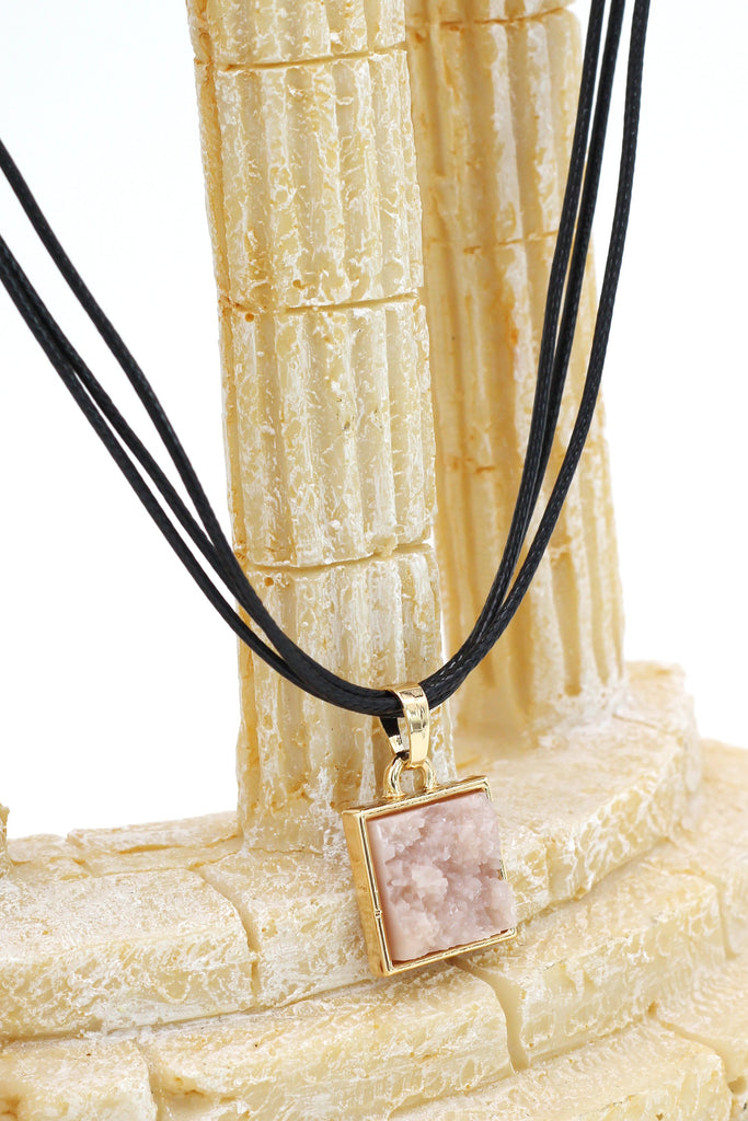 pink square earring necklace set