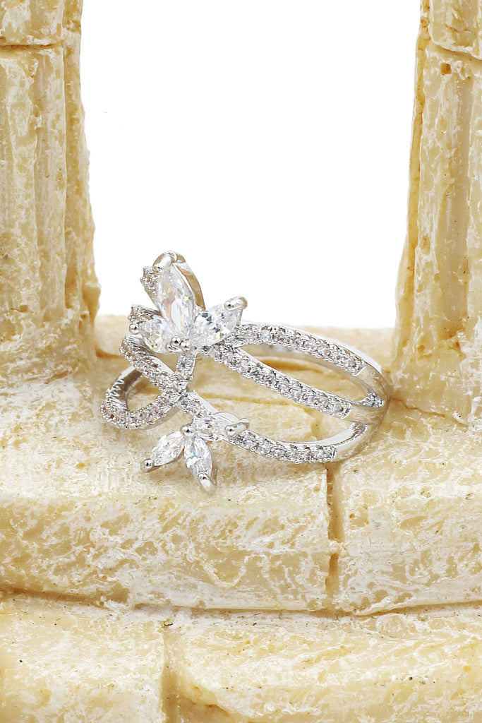 fashion elegant silver crystal ring