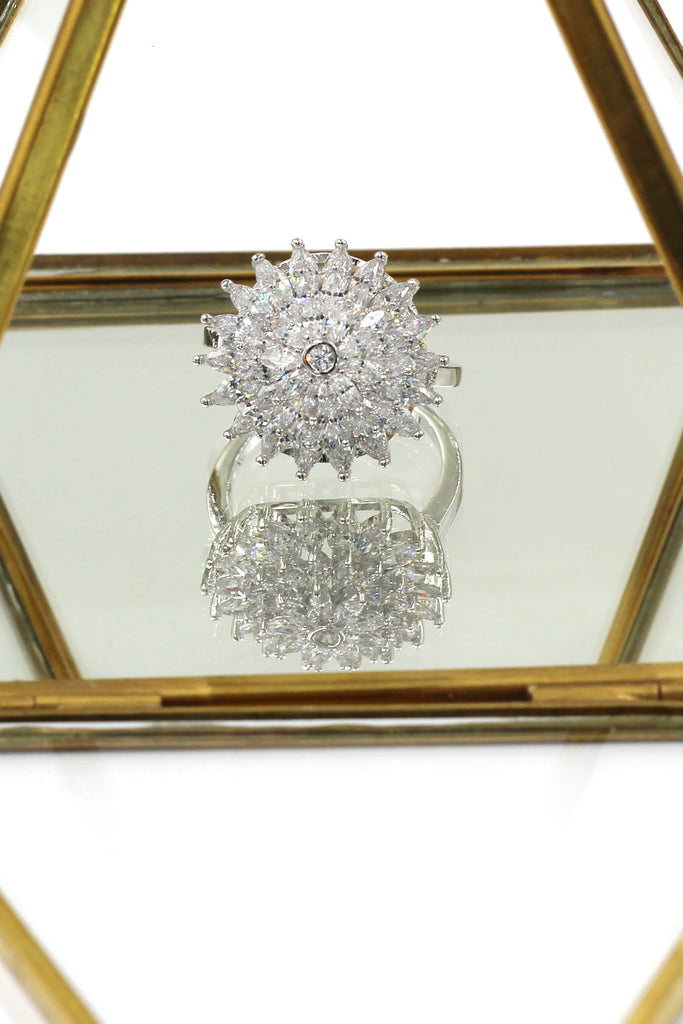 shining bright sunflower crystal ring