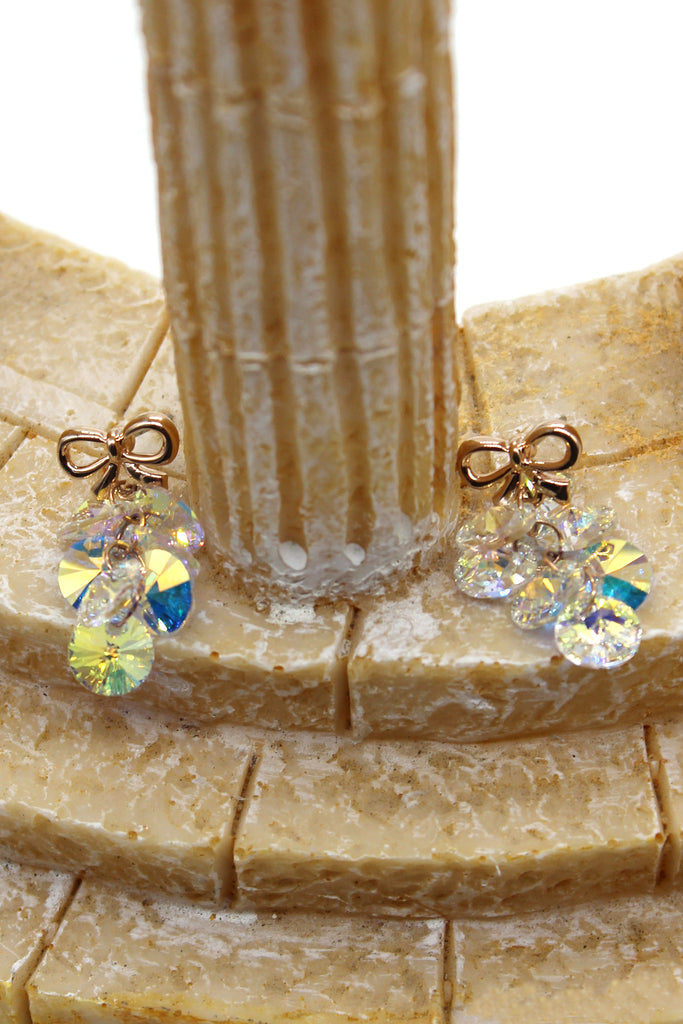 lovely bow swarovski crystal earrings
